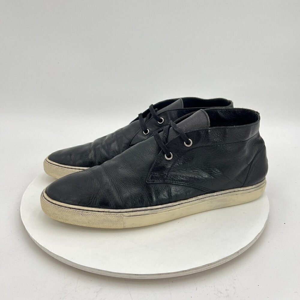 Barneys New York Men Size 9.5M Black Leather White Sole Chukka Ankle Shoes